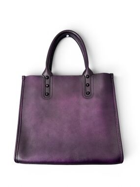 IVTG Purple Leather Top Handle Bag Detachable Strap